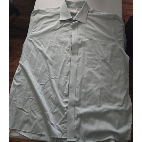 Joseph Abboud Dress Shirt Button Up Mens Size 18 34/35 Light Green Non Iron - Picture 2 of 8